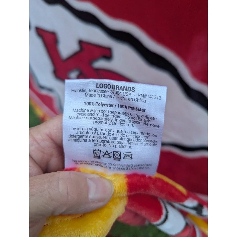 Logobrands Kansas City Chiefs Fleece Throw Blanket NFL Football Plush Red Large